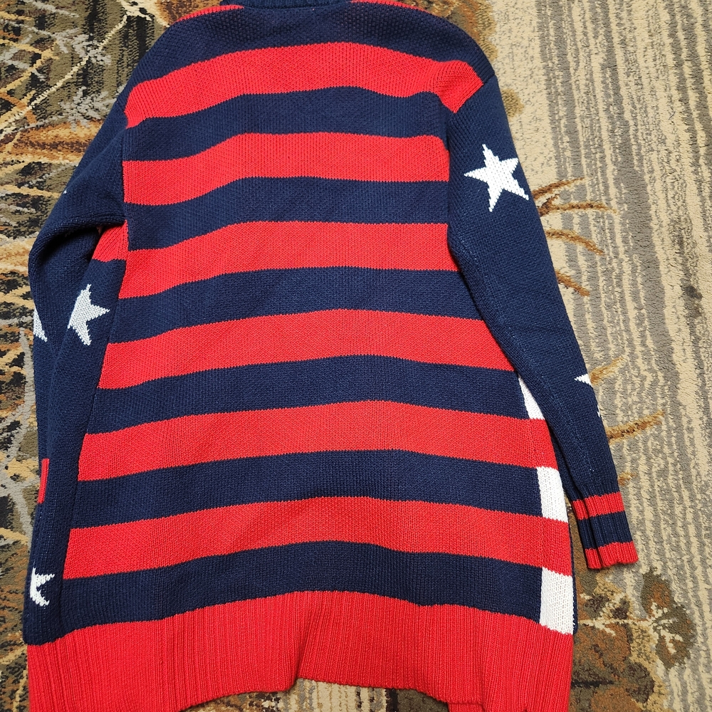 Charter Club Red and Blue USA Cardigan Sweater - Picture 2 of 12